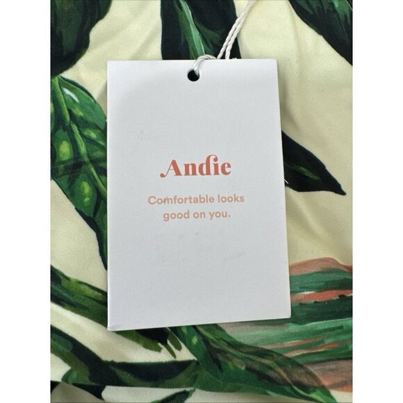 Andie Women's M Waikiki Coverup Swim Dress Stretchy Ivory Palm NWT 9554 - Picture 12 of 16